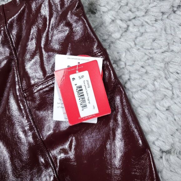 Spanx Faux Patent Leather Leggings Women’s Size Small Petite Ruby Red 20301Q - Picture 5 of 10